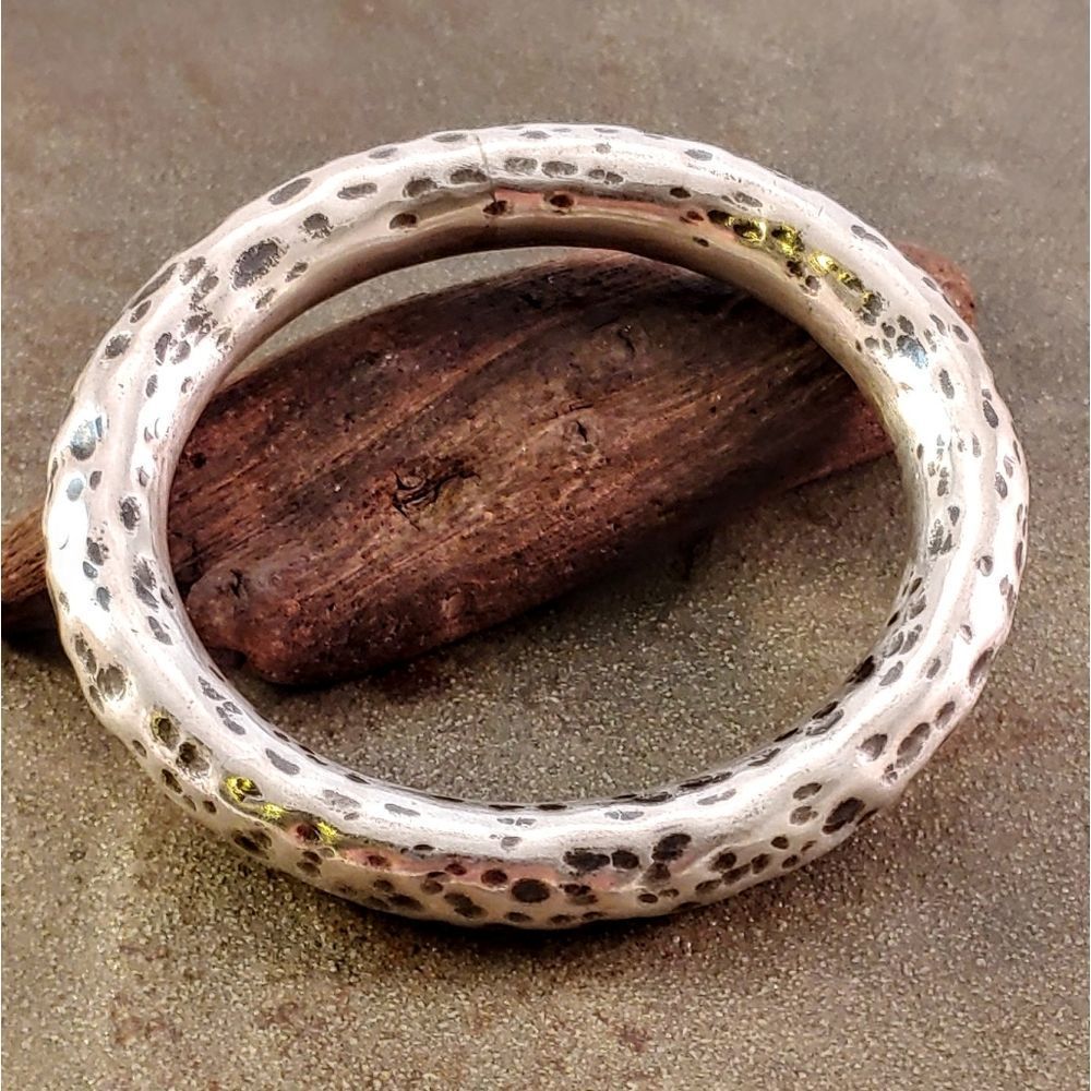 Sterling Organic Hammered Bangle Bracelet No.2 - Picture 5 of 7